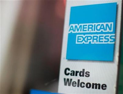 An American Express sign is seen on a restaurant door in New York in this July 22, 2010 file photo. REUTERS/Brendan McDermid
An American Express sign is seen on a restaurant door in New York in this July 22, 2010 file photo. REUTERS/Brendan McDermid