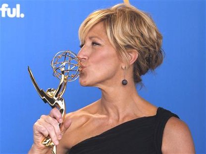 Edie Falco poses with her award for outstanding lead actress in a comedy series for 'Nurse Jackie' backstage at the 62nd annual Primetime Emmy Awards in Los Angeles, California, August 29, 2010. REUTERS/Danny Moloshok
Edie Falco poses with her award for outstanding lead actress in a comedy series for 'Nurse Jackie' backstage at the 62nd annual Primetime Emmy Awards in Los Angeles, California, August 29, 2010. REUTERS/Danny Moloshok
