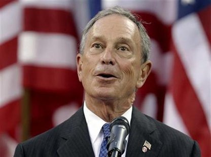 
Mayor of New York City Michael Bloomberg speaks at the opening ceremony of the U.S. Open tennis tournament in New York, August 30, 2010. REUTERS/Lucas Jackson
