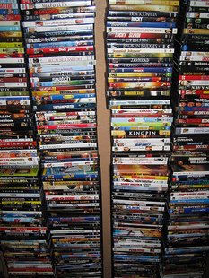 A stack of DVDs