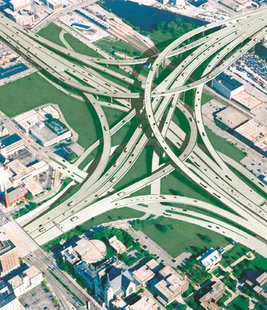 An artist rendering of the Marquette Interchange in Milwaukee.