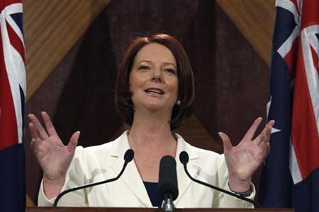 Australia's Prime Minister Julia Gillard speaks at a news conference in Melbourne August 22, 2010. REUTERS/Mick Tsikas
Australia's Prime Minister Julia Gillard speaks at a news conference in Melbourne August 22, 2010. REUTERS/Mick Tsikas