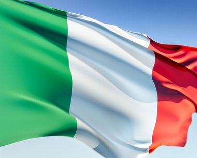 The flag of Italy.