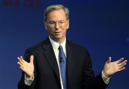 
Google CEO Eric Schmidt delivers a speech at the Internationale Funkausstellung (IFA) consumer electronics fair in Berlin, September 7, 2010. REUTERS/Thomas Peter
