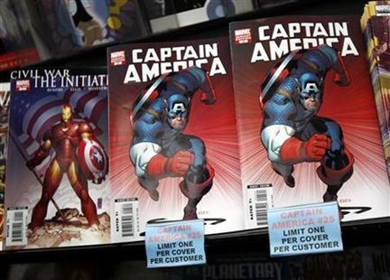 
Copies of the Captain America comic book are displayed at a store in New York March 7, 2007. REUTERS/Shannon Stapleton
