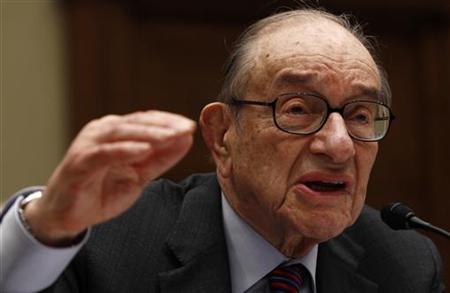 Alan Greenspan, former chairman of the Federal Reserve, testifies before the Financial Crisis Inquiry Commission hearing on Capitol Hill in Washington April 7 , 2010. REUTERS/Kevin Lamarque
Alan Greenspan, former chairman of the Federal Reserve, testifies before the Financial Crisis Inquiry Commission hearing on Capitol Hill in Washington April 7 , 2010. REUTERS/Kevin Lamarque