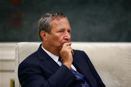 Larry Summers meets with Chinese Communist Party's Central Organization Department Minister Li Yuanchao (not pictured) at the Great Hall of the People in Beijing September 6, 2010. REUTERS/Feng Li/Pool
Larry Summers meets with Chinese Communist Party's Central Organization Department Minister Li Yuanchao (not pictured) at the Great Hall of the People in Beijing September 6, 2010. REUTERS/Feng Li/Pool
