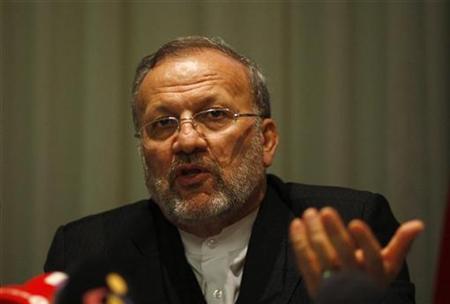 
Iran's Minister of Foreign Affairs Manouchehr Mottaki speaks during a news conference at a hotel in Lisbon July 14, 2010. REUTERS/Rafael Marchante
