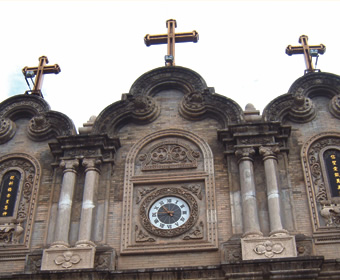 The exterior of a Catholic church building. The exterior of a Catholic church building.