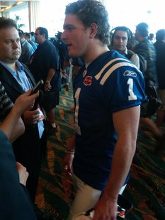 Indianapolis Colts Punter Pat McAfee answers questions during Superbowl Media Day on February 2nd, 2010 in Miami Florida. (Photo by Kyle West, WIBQ) Indianapolis Colts Punter Pat McAfee answers questions during Superbowl Media Day on February 2nd, 2010 in Miami Florida. (Photo by Kyle West, WIBQ)