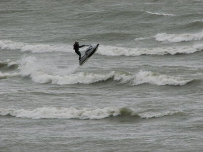Jet Ski's out on Lake Michigan during the high winds Tuesday afternoon. Jet Ski's out on Lake Michigan during the high winds Tuesday afternoon.