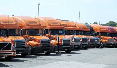Trucks from Schneider National (courtesy of Medina Gazette). Trucks from Schneider National (courtesy of Medina Gazette).