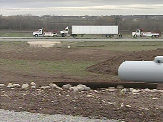 Wind is believed to have caused a semi rollover that shut down part of Highway 41 Wednesday, October 27, 2010. (courtesy of FOX 11) Wind is believed to have caused a semi rollover that shut down part of Highway 41 Wednesday, October 27, 2010. (courtesy of FOX 11)