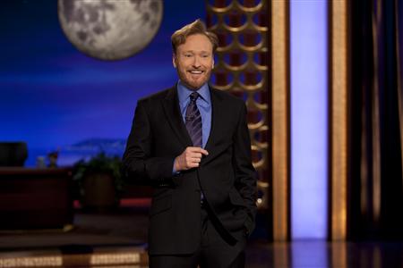 Comedian Conan O'Brien is shown on stage during the premiere of his new late night talk show on TBS 'Conan'at the Warner Bros. Studios in Burbank, California November 8, 2010 in this publicity photograph released by TBS. REUTERS/Meghan Sinclair/ Conaco LL/TBS/Handout
Comedian Conan O'Brien is shown on stage during the premiere of his new late night talk show on TBS 'Conan'at the Warner Bros. Studios in Burbank, California November 8, 2010 in this publicity photograph released by TBS. REUTERS/Meghan Sinclair/ Conaco LL/TBS/Handout