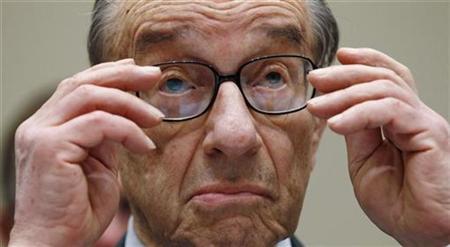 Former Federal Reserve Board Chairman Alan Greenspan listens to opening statements as he testifies on Capitol Hill, April 7 , 2010. REUTERS/Kevin Lamarque
Former Federal Reserve Board Chairman Alan Greenspan listens to opening statements as he testifies on Capitol Hill, April 7 , 2010. REUTERS/Kevin Lamarque