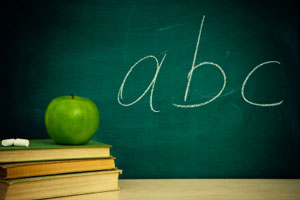 A classroom chalkboard.