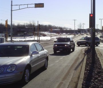 Cars turn onto Rib Mountain Drive from the Wal-Mart parking lot Cars turn onto Rib Mountain Drive from the Wal-Mart parking lot