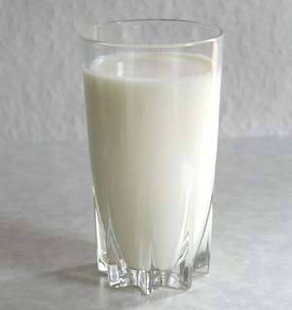 A glass of milk. A glass of milk.