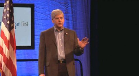 Michigan Governor Rick Snyder speaks at Catalyst University at the Radisson Plaza Hotel in Kalamazoo, Michigan. (1/20/2011) Michigan Governor Rick Snyder speaks at Catalyst University at the Radisson Plaza Hotel in Kalamazoo, Michigan. (1/20/2011)