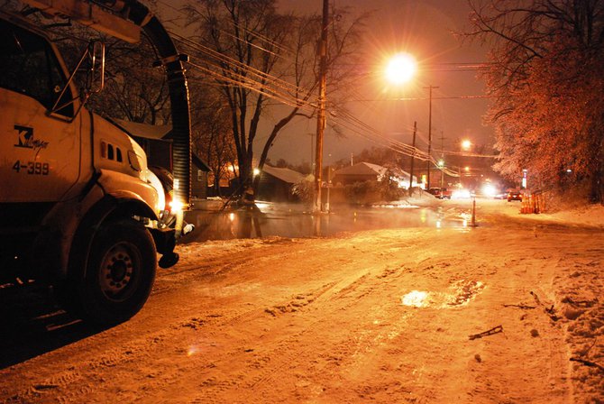 A water main break off West Main near Berkley in Kalamazoo closes several blocks and interrupts water service. Photos by Sean Patrick Duross.