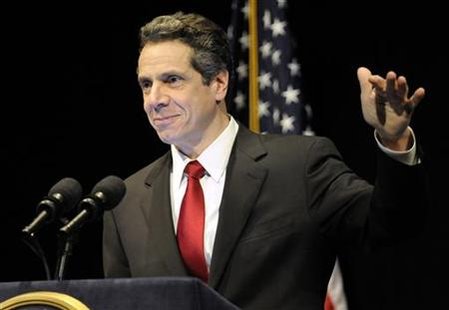 New York Governor Andrew Cuomo presents his 2011-12 budget proposal in Albany, New York February 1, 2011. REUTERS/Hans Pennink
New York Governor Andrew Cuomo presents his 2011-12 budget proposal in Albany, New York February 1, 2011. REUTERS/Hans Pennink