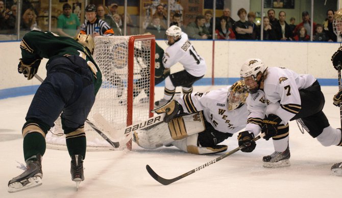 Western Michigan hockey closes out the regular season with a 2-0 win at Notre Dame - 02/26/11. Photos by Sean Patrick Duross