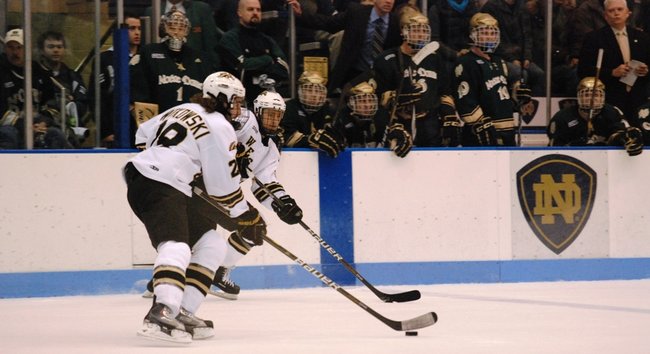 Western Michigan hockey closes out the regular season with a 2-0 win at Notre Dame - 02/26/11. Photos by Sean Patrick Duross