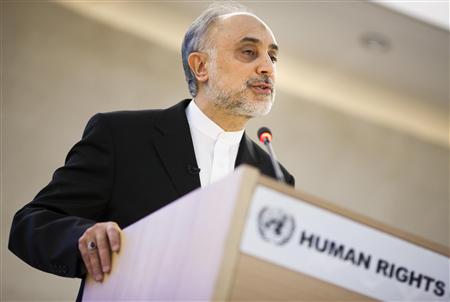 
Iran's Foreign Minister Ali Akbar Salehi addresses the high level segment of the 16th session of the Human Rights Council at the United Nations European headquarters in Geneva, February 28, 2011. REUTERS/Valentin Flauraud

