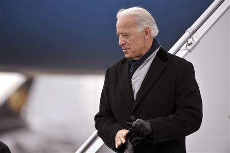 
U.S. Vice Presiden Joe Biden arrives at the Helsinki-Vantaa airport March 7, 2011. Biden is on a week-long trip to Finland, Russia and Moldova. REUTERS/Kimmo Mantyla/Lehtikuva

