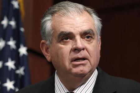 Secretary of Transportation Ray LaHood speaks at a news conference held to discuss the findings of the study on alleged unintended acceleration in Toyota vehicles in Washington February 8, 2011. REUTERS/Kevin Lamarque
Secretary of Transportation Ray LaHood speaks at a news conference held to discuss the findings of the study on alleged unintended acceleration in Toyota vehicles in Washington February 8, 2011. REUTERS/Kevin Lamarque