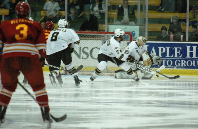 Western Michigan hockey wins a do-or-die CCHA playoff game with Ferris State at Lawson Arena to force a decisive Game 3 at Lawson Arena - 03/12/11. Photos by Sean Patrick Duross.