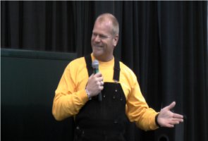 Mike Holmes from HGTV's "Holmes on Holmes" speaks at the 2011 Kalamazoo/Battle Creek Home Expo in Portage, Michigan.  3/12/2011