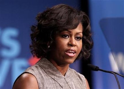 
U.S. First Lady Michelle Obama speaks at the Walmart announcement initiative to make food healthier and more affordable in Washington, January 20, 2011. REUTERS/Yuri Gripas
