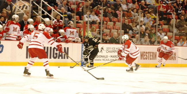 Western Michigan hockey faces Miami in the CCHA Championship game at Joe Louis Arena - 03/19/11.  The Broncos came up short 5-2.  Photos by Sean Patrick Duross.