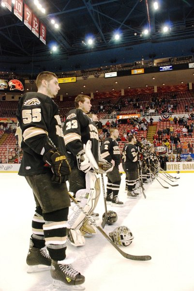 Western Michigan hockey faces Miami in the CCHA Championship game at Joe Louis Arena - 03/19/11.  The Broncos came up short 5-2.  Photos by Sean Patrick Duross.