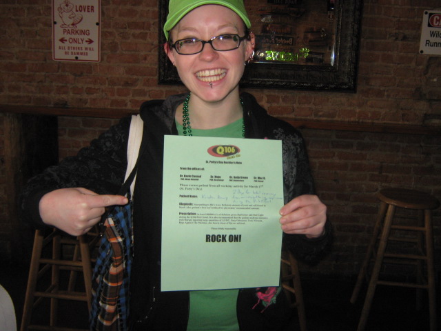We teamed up with Bud Light for the 2011 Q106 St. Patty's Day Pub Crawl. It was a blast, Rock On!