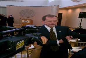 WMU President John Dunn being interviewed following his $100 million-dollar donation announcement at the College of Health and Human Services at Western Michigan University. WMU President John Dunn being interviewed following his $100 million-dollar donation announcement at the College of Health and Human Services at Western Michigan University.