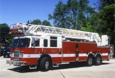 A photo of a Green Bay Fire Department ladder truck. (Photo courtesy of GBFD, http://www.ci.green-bay.wi.us/Fire) A photo of a Green Bay Fire Department ladder truck. (Photo courtesy of GBFD, http://www.ci.green-bay.wi.us/Fire)