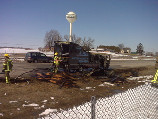 Truck fire on Hwy. 41 in the town of Lawrence, Wednesday, March 30, 2011. (courtesy of FOX 11)
Truck fire on Hwy. 41 in the town of Lawrence, Wednesday, March 30, 2011. (courtesy of FOX 11)