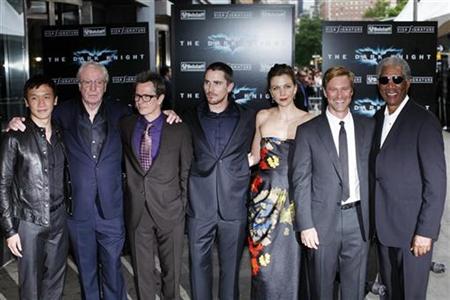 Actors (L-R) Chin Han, Michael Caine, Gary Oldman, Christian Bale, Maggie Gyllenhaal, Aaron Eckhart and Morgan Freeman pose for photographers during the premiere of the film The Dark Knight in New York, July 14, 2008. REUTERS/Keith Bedford
Actors (L-R) Chin Han, Michael Caine, Gary Oldman, Christian Bale, Maggie Gyllenhaal, Aaron Eckhart and Morgan Freeman pose for photographers during the premiere of the film The Dark Knight in New York, July 14, 2008. REUTERS/Keith Bedford