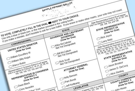 A sample ballot. A sample ballot.