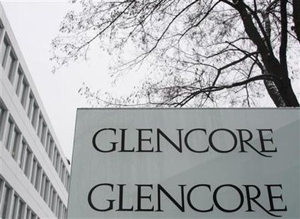 
Logos are seen in front of Swiss commodities trader Glencore building in Baar near Zurich January 5, 2010. REUTERS/Christian Hartmann
