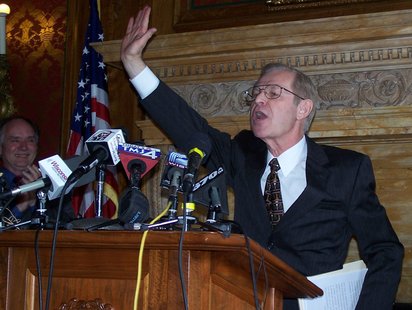 Justice David Prosser at a news conference. (Photo credit: Wisconsin Radio Network) Justice David Prosser at a news conference. (Photo credit: Wisconsin Radio Network)