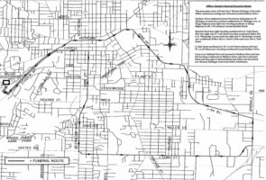A map released by the Kalamazoo Department of Public Safety showing the route of KDPS Officer Eric Zapata's procession route Tuesday.