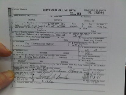 President Obama's Birth Certificate (courtesy White House)