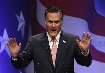 mitt romney campaign logo. Mitt Romney addresses the 38th