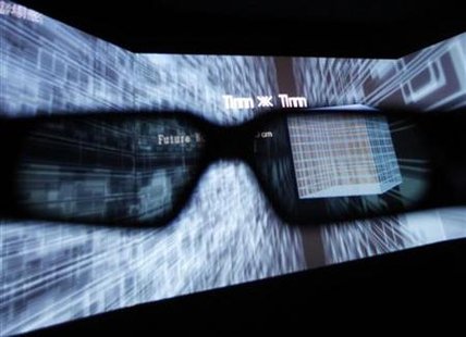 A 3D display is seen through 3D glasses during a demonstration by virtual reality contents and technology provider Solidray Co at the 3D and Virtual Reality Expo in Tokyo June 23, 2010. REUTERS/Yuriko Nakao
A 3D display is seen through 3D glasses during a demonstration by virtual reality contents and technology provider Solidray Co at the 3D and Virtual Reality Expo in Tokyo June 23, 2010. REUTERS/Yuriko Nakao