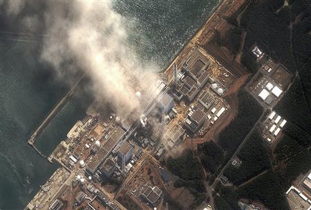 The No. 3 nuclear reactor of the Fukushima Daiichi nuclear plant is seen burning after a blast following an earthquake and tsunami in this handout satellite image taken March 14, 2011. Credit: Reuters/Digital Globe/Handout
The No. 3 nuclear reactor of the Fukushima Daiichi nuclear plant is seen burning after a blast following an earthquake and tsunami in this handout satellite image taken March 14, 2011. Credit: Reuters/Digital Globe/Handout