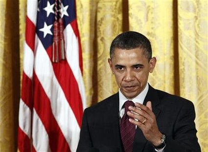 
President Barack Obama delivers remarks at the Easter Prayer Breakfast in the East Room at the White House in Washington, April 19, 2011. REUTERS/Jim Young
