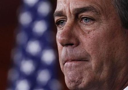 
House Speaker John Boehner (R-OH) listens to questions during a news conference on Capitol Hill in Washington, April 14, 2011. REUTERS/Jim Young
